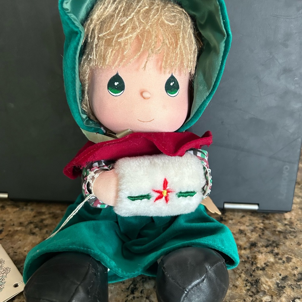 Precious Moments December Doll with Green and Red Outfit